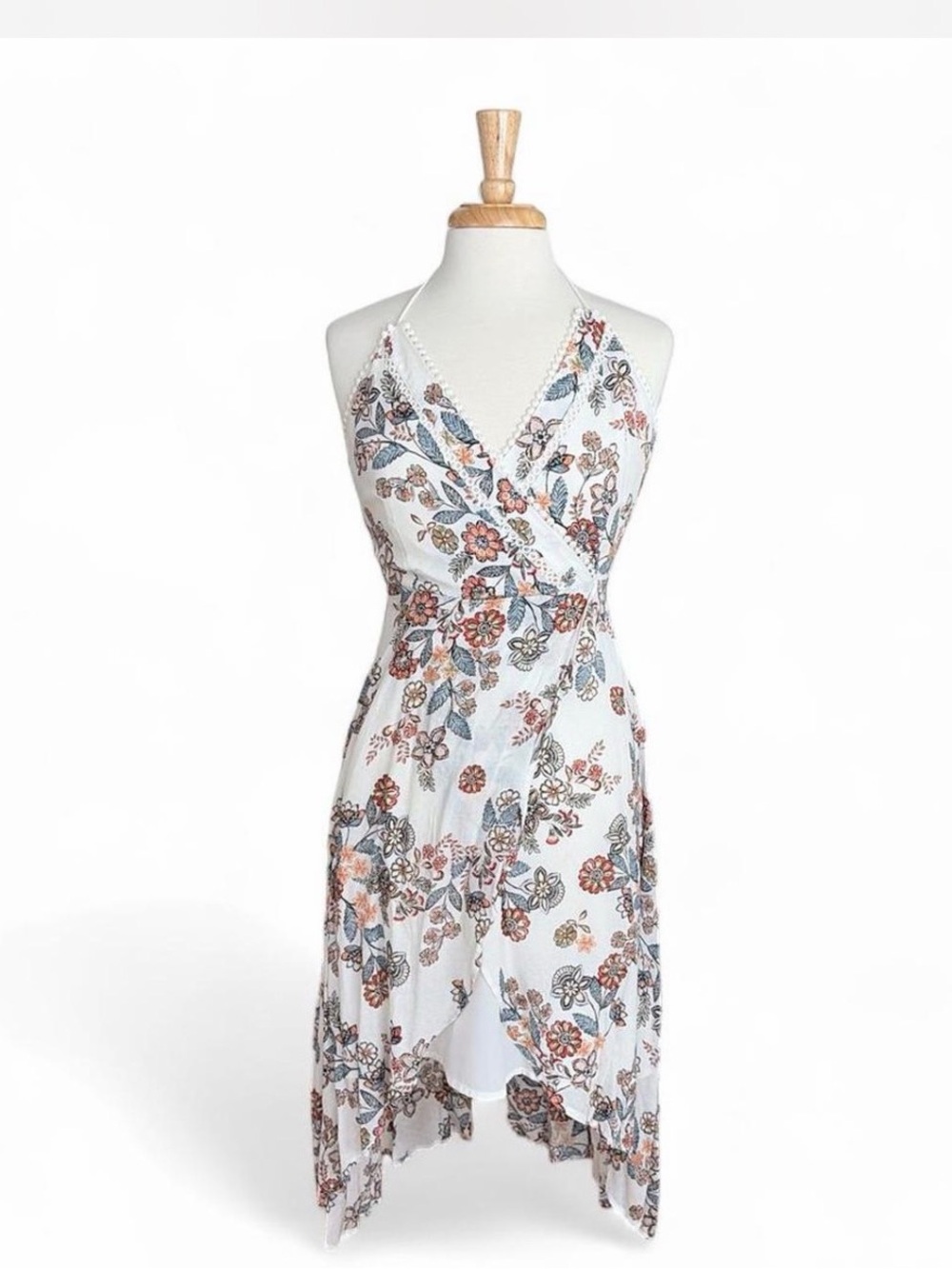 J.O.A. White Floral Backless with Floral Pattern